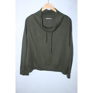 Alashan Women's Large Green Cotton Blend Cowl Neck Sweater